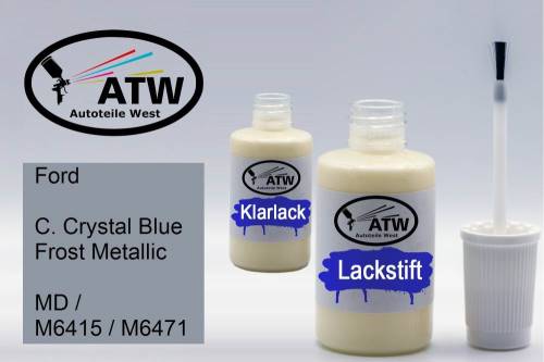 Ford, C. Crystal Blue Frost Metallic, MD / M6415 / M6471: 20ml Lackstift + 20ml Klarlack - Set, von ATW Autoteile West.